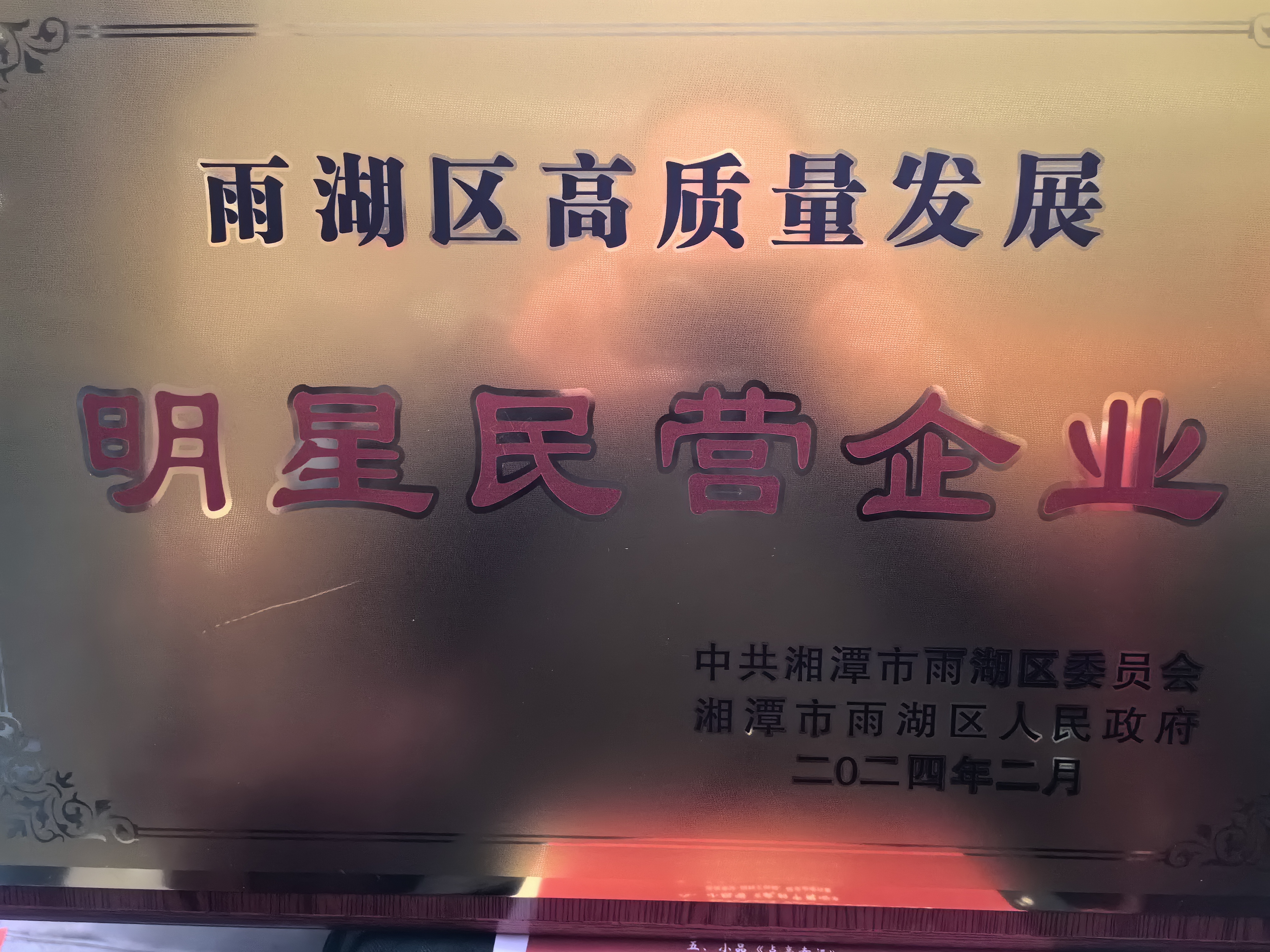 火博（中国）荣获“雨湖区高质量发展明星民营企业”称号